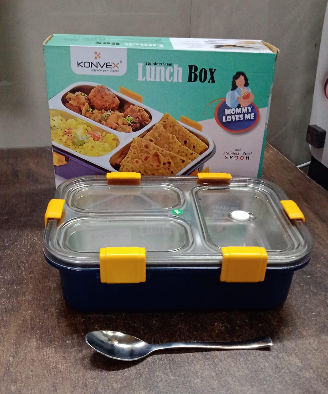 3 Compartment Transparent Stainless Steel Lunch Box for Kids 3 Compartment Transparent Stainless Steel Lunch Box for Kids